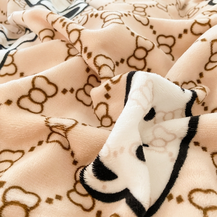 91家纺网 家纺一手货源 找家纺 上尚居 2022新款加厚保暖牛奶绒四件套 熊熊乐园咖