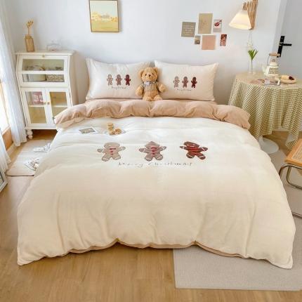 91家纺网 家纺一手货源 找家纺 （总）星期八 2021新款圣诞款牛奶绒四件套