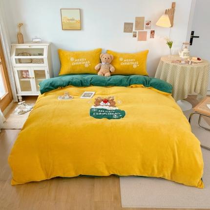 91家纺网 家纺一手货源 找家纺 （总）星期八 2021新款圣诞款牛奶绒四件套