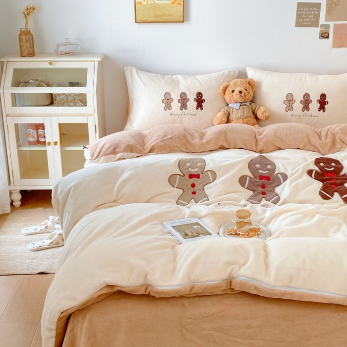 91家纺网 家纺一手货源 找家纺 （总）星期八 2021新款圣诞款牛奶绒四件套