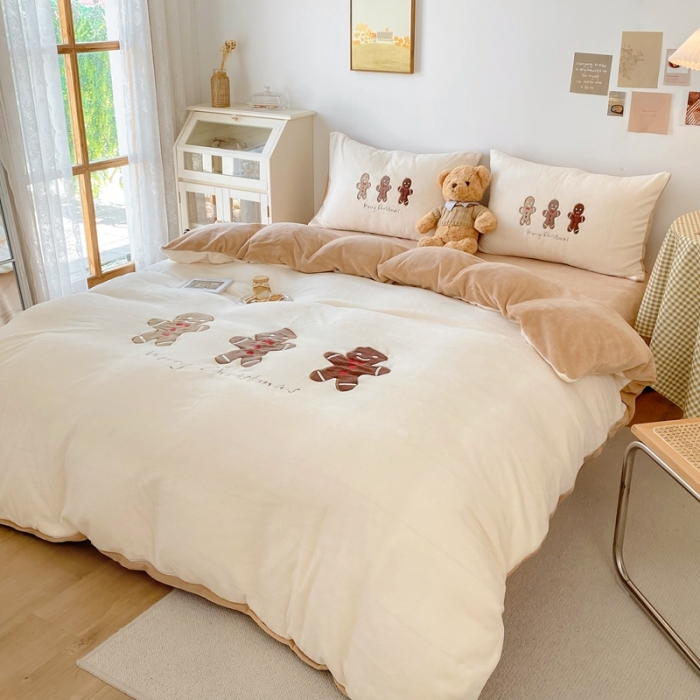 91家纺网 家纺一手货源 找家纺 （总）星期八 2021新款圣诞款牛奶绒四件套