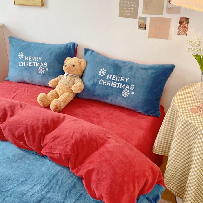 91家纺网 家纺一手货源 找家纺 星期八 2021新款圣诞款牛奶绒四件套 雪人