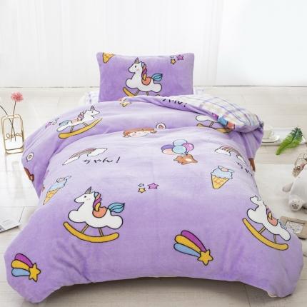 91家纺网 家纺一手货源 找家纺 乐秀家纺 2023新款牛奶绒幼儿园被子六套件 快乐童年