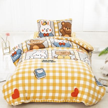 91家纺网 家纺一手货源 找家纺 （总）乐秀家纺 2023新款牛奶绒幼儿园被子六套件