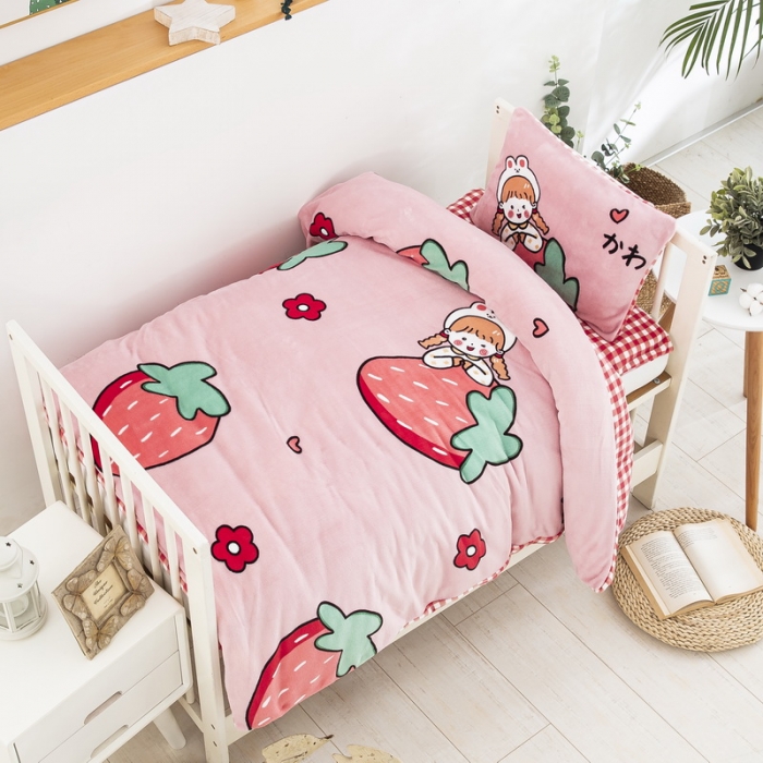 91家纺网 家纺一手货源 找家纺 （总）乐秀家纺 2023新款牛奶绒幼儿园被子六套件