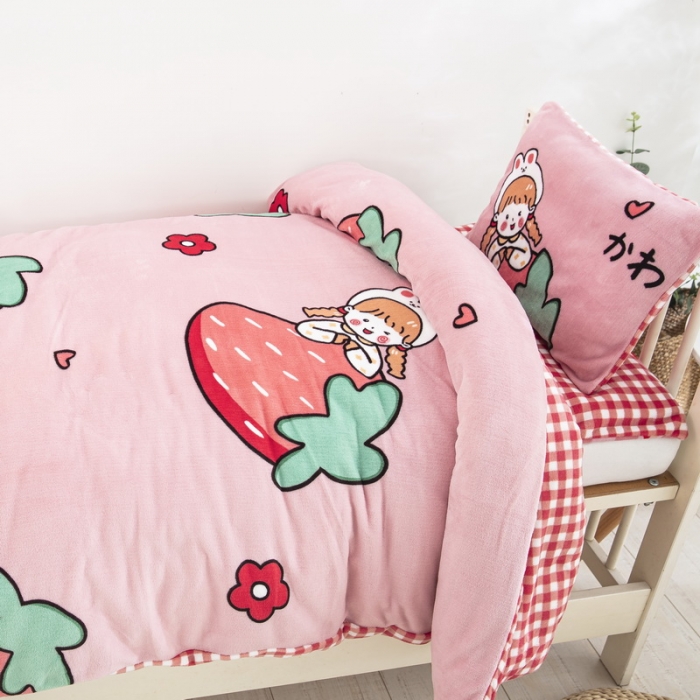 91家纺网 家纺一手货源 找家纺 （总）乐秀家纺 2023新款牛奶绒幼儿园被子六套件