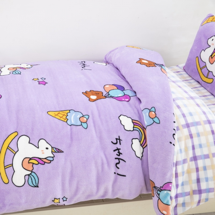 91家纺网 家纺一手货源 找家纺 乐秀家纺 2023新款牛奶绒幼儿园被子六套件 快乐童年