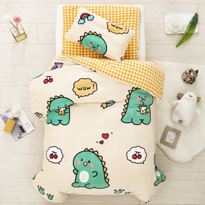 91家纺网 家纺一手货源 找家纺 乐秀家纺 2023新款牛奶绒幼儿园被子六套件 幸运宝贝-绒