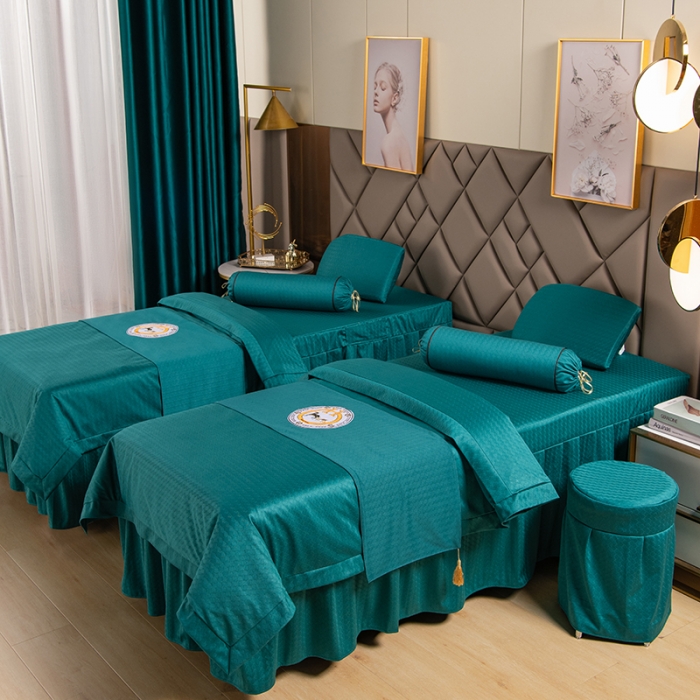 91家纺网 家纺一手货源 找家纺 不打烊家纺 2021新款焕彩尼美容床罩-时尚之约 孔雀蓝