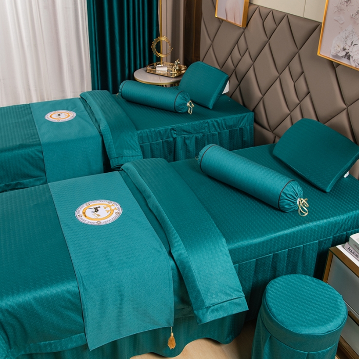 91家纺网 家纺一手货源 找家纺 不打烊家纺 2021新款焕彩尼美容床罩-时尚之约 孔雀蓝