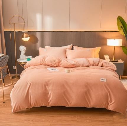 91家纺网 家纺一手货源 找家纺 秀色婴儿绒四件套冬季牛奶绒加绒双面绒被套丝诺四件套轻奢浅驼色