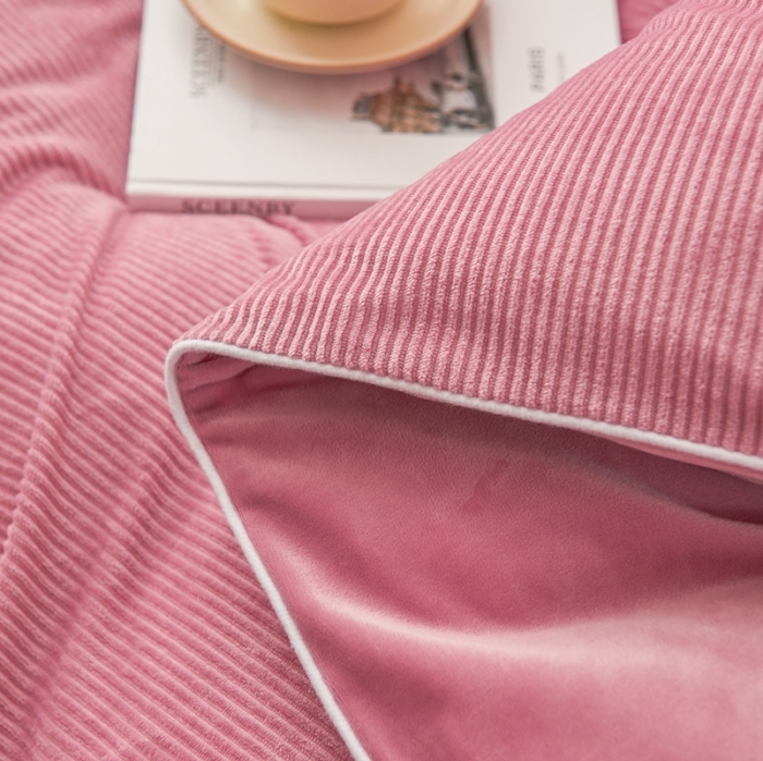 91家纺网 家纺一手货源 找家纺 秀色婴儿绒四件套冬季牛奶绒加绒双面绒被套丝诺四件套轻奢系豆沙