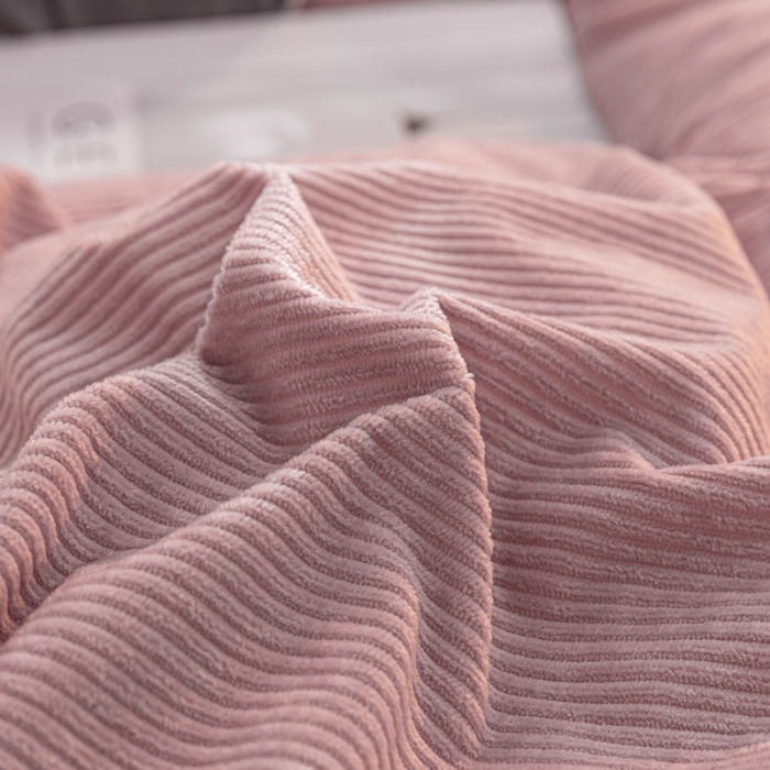 91家纺网 家纺一手货源 找家纺 秀色婴儿绒四件套冬季牛奶绒加绒双面绒被套丝诺 藕粉色+金属灰