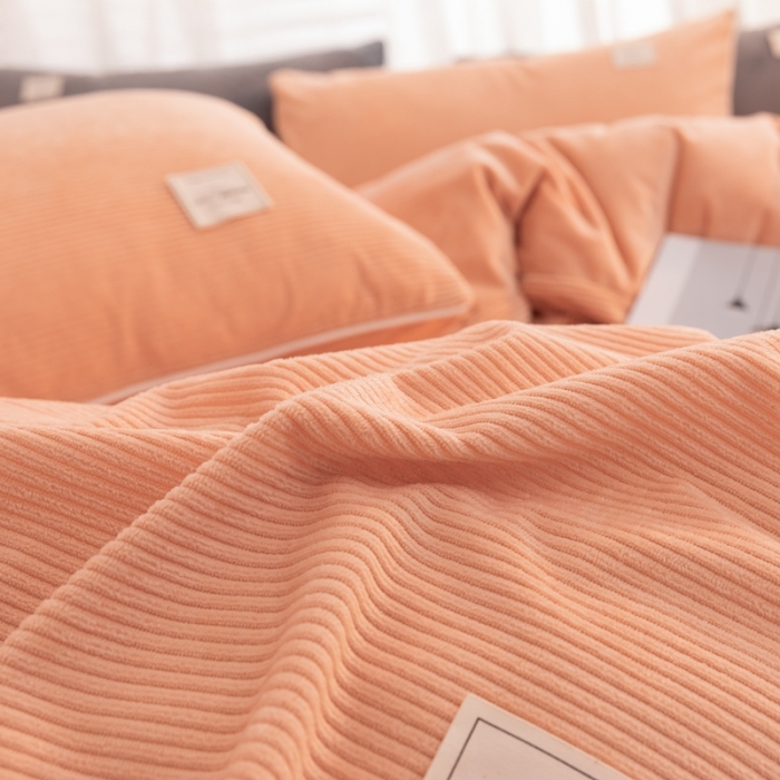 91家纺网 家纺一手货源 找家纺 秀色 婴儿绒四件套冬季牛奶绒加绒双面绒被套丝诺四件套 浅驼色