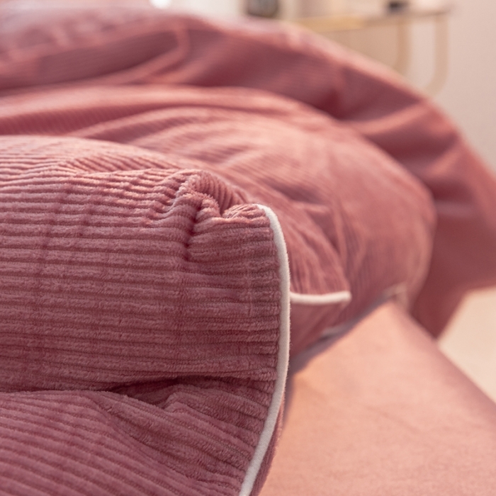 91家纺网 家纺一手货源 找家纺 秀色 婴儿绒四件套冬季牛奶绒加绒双面绒被套丝诺四件套 豆沙