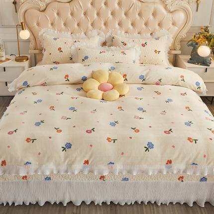 91家纺网 家纺一手货源 找家纺 （总）宜凡 2021新款牛奶绒小清新床盖四件套