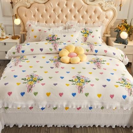 91家纺网 家纺一手货源 找家纺 （总）宜凡 2021新款牛奶绒小清新床盖四件套