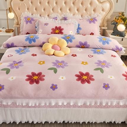 （总）宜凡 2021新款牛奶绒小清新床盖四件套