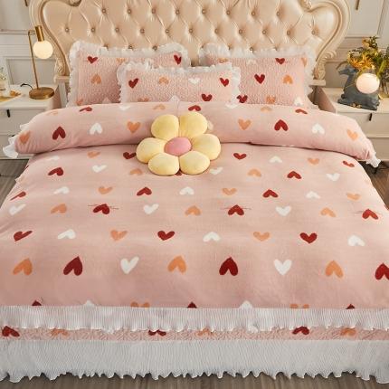 宜凡 2021新款牛奶绒小清新床盖四件套 心情节拍