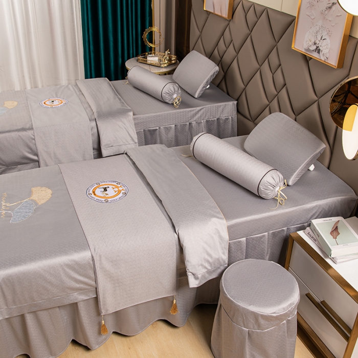 91家纺网 家纺一手货源 找家纺 不打烊家纺 2021新款焕彩尼美容床罩-银杏花开 灰色