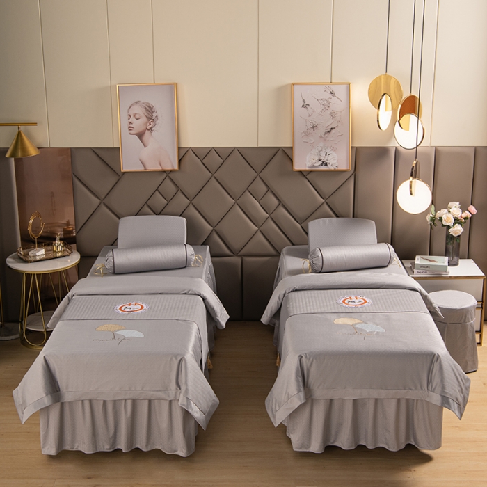 91家纺网 家纺一手货源 找家纺 不打烊家纺 2021新款焕彩尼美容床罩-银杏花开 灰色