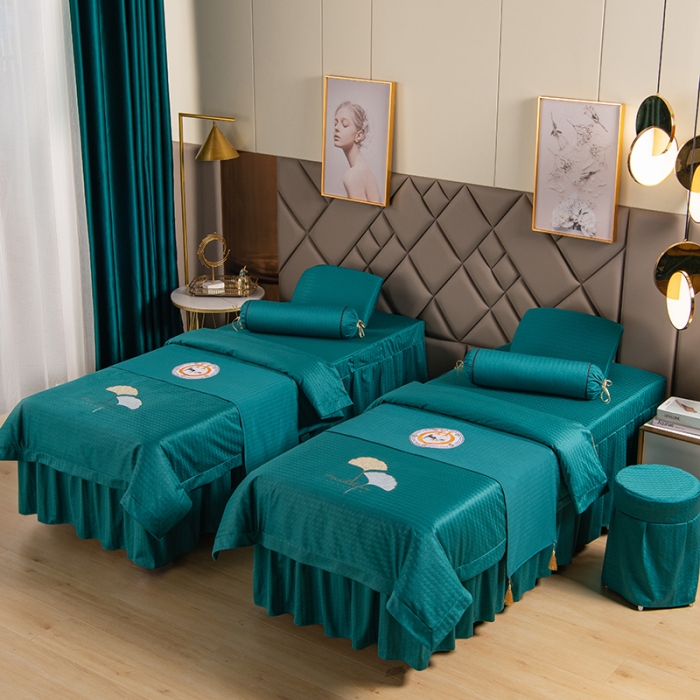 91家纺网 家纺一手货源 找家纺 不打烊家纺 2021新款焕彩尼美容床罩-银杏花开 孔雀蓝