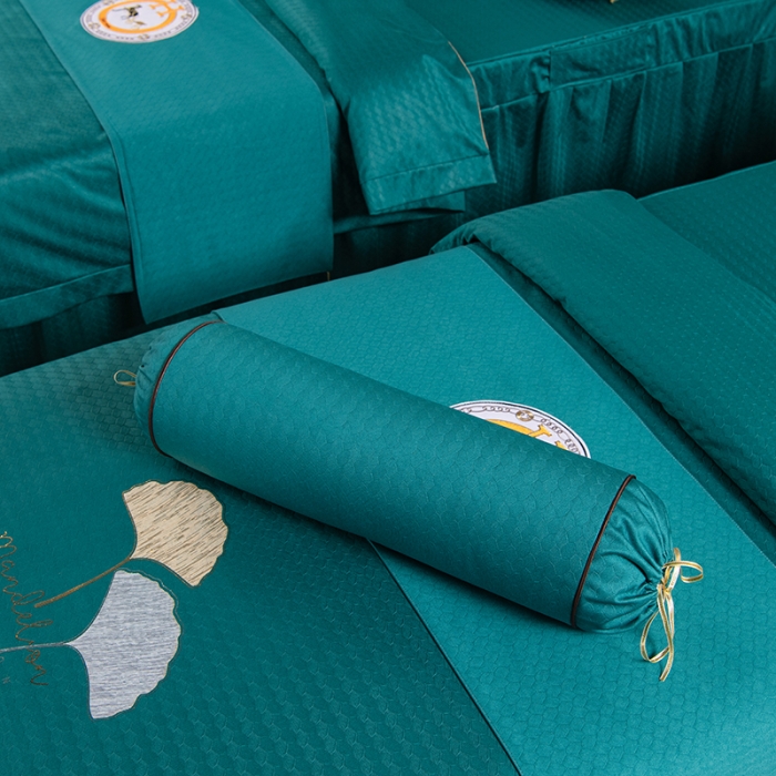 91家纺网 家纺一手货源 找家纺 不打烊家纺 2021新款焕彩尼美容床罩-银杏花开 孔雀蓝