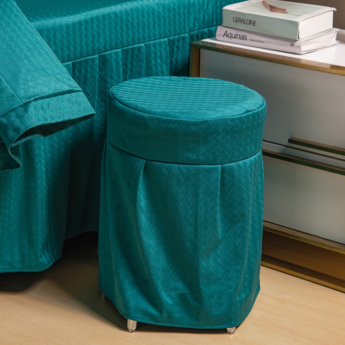 91家纺网 家纺一手货源 找家纺 不打烊家纺 2021新款焕彩尼美容床罩-银杏花开 孔雀蓝