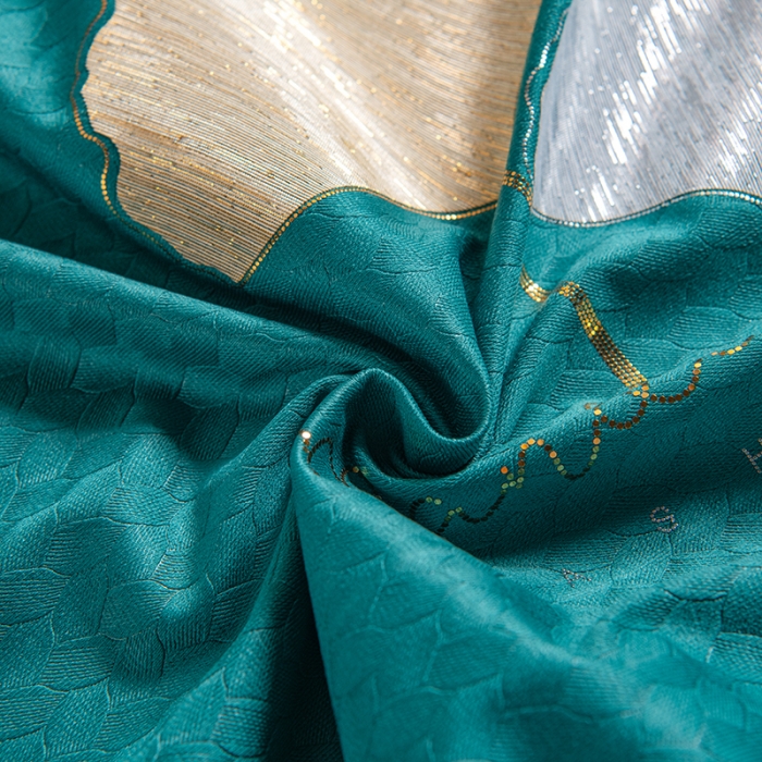 91家纺网 家纺一手货源 找家纺 不打烊家纺 2021新款焕彩尼美容床罩-银杏花开 孔雀蓝