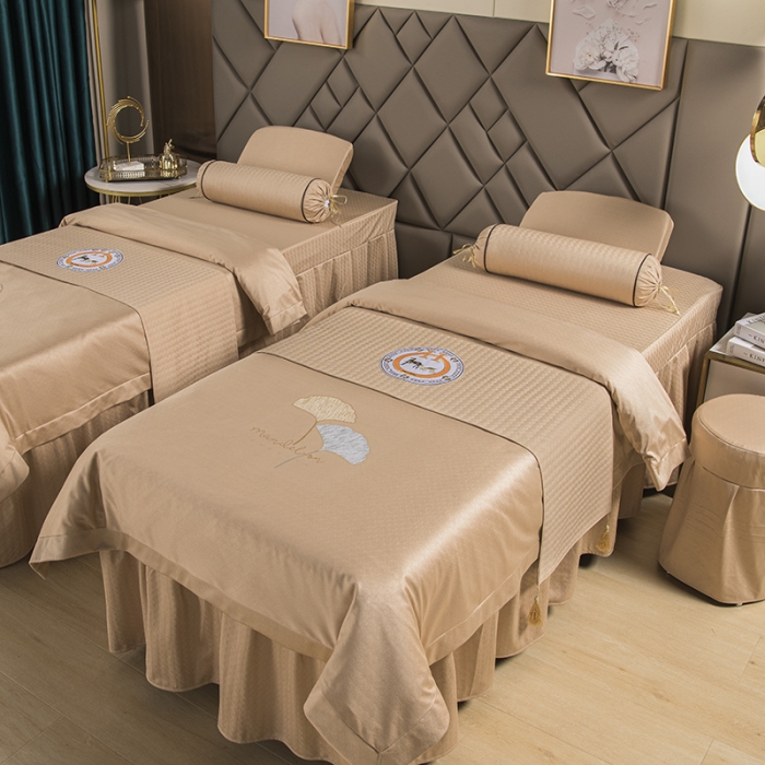 91家纺网 家纺一手货源 找家纺 不打烊家纺 2021新款焕彩尼美容床罩-银杏花开 驼色