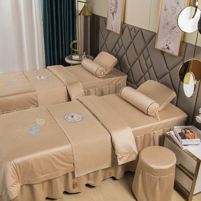 91家纺网 家纺一手货源 找家纺 不打烊家纺 2021新款焕彩尼美容床罩-银杏花开 驼色