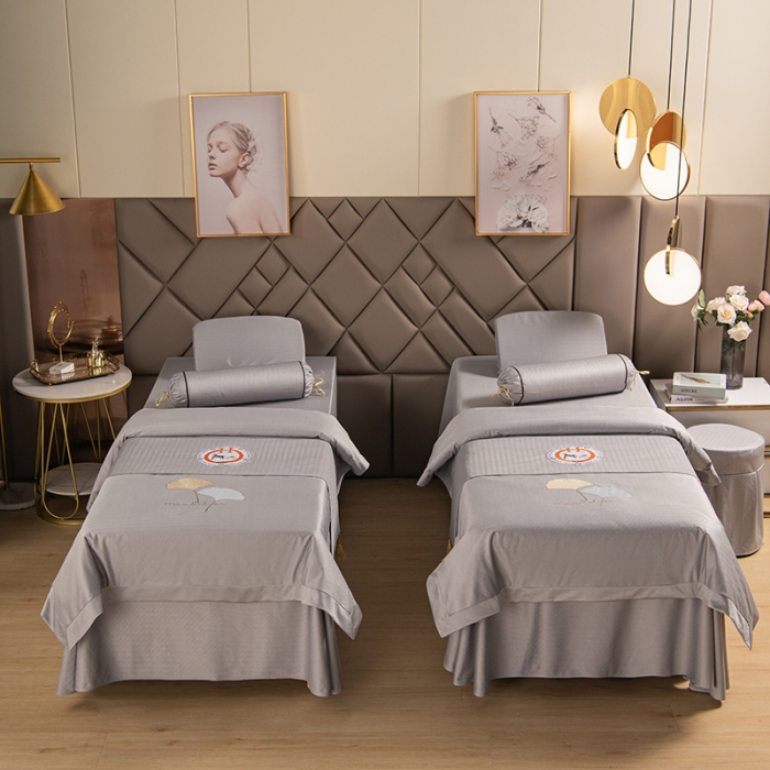 91家纺网 家纺一手货源 找家纺 不打烊家纺 2021新款焕彩尼美容床罩-银杏花开床单款 灰色