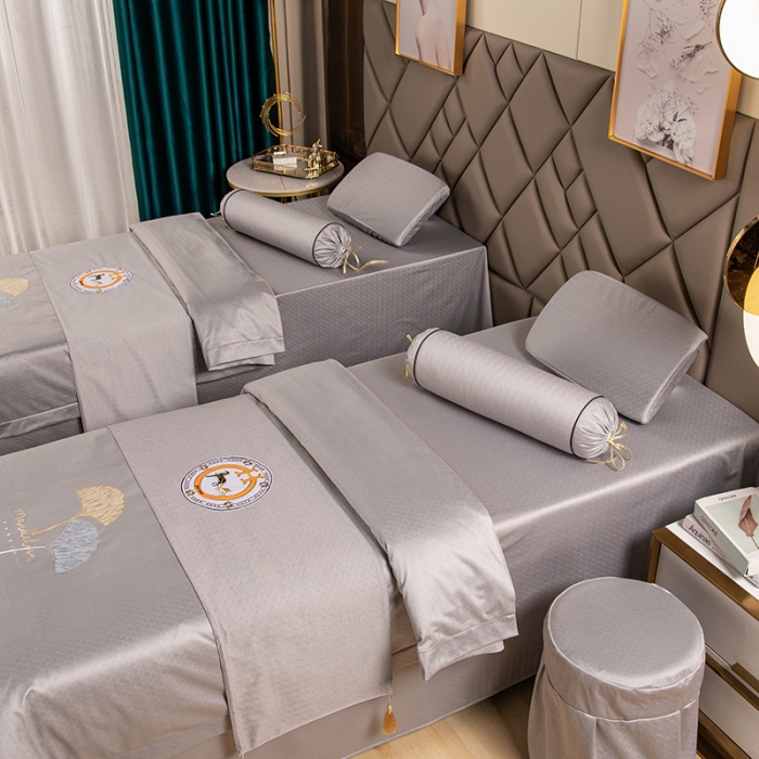 91家纺网 家纺一手货源 找家纺 不打烊家纺 2021新款焕彩尼美容床罩-银杏花开床单款 灰色