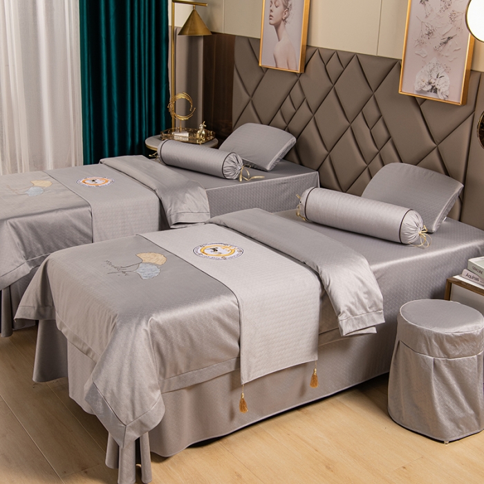 91家纺网 家纺一手货源 找家纺 不打烊家纺 2021新款焕彩尼美容床罩-银杏花开床单款 灰色