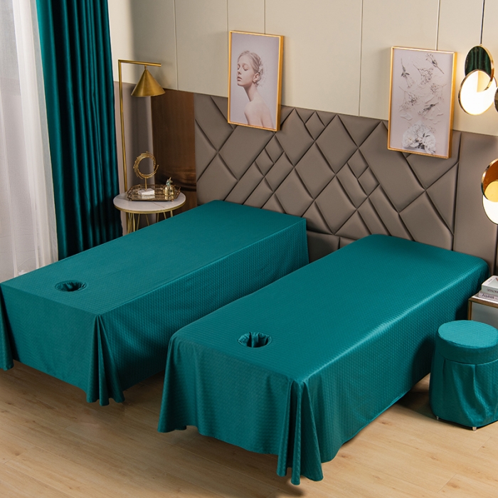 91家纺网 家纺一手货源 找家纺 不打烊家纺 2021新款焕彩尼美容床罩-银杏花开床单款 孔雀蓝