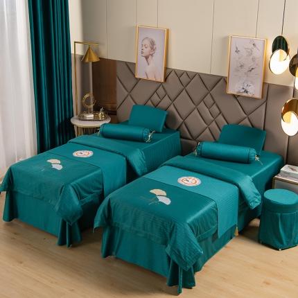 不打烊家纺 2021新款焕彩尼美容床罩-银杏花开床单款 孔雀蓝