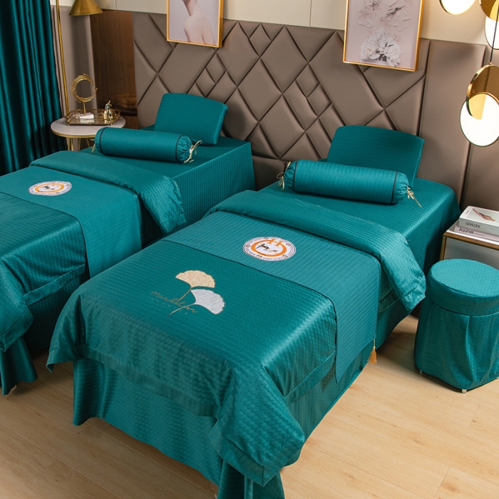 91家纺网 家纺一手货源 找家纺 不打烊家纺 2021新款焕彩尼美容床罩-银杏花开床单款 孔雀蓝