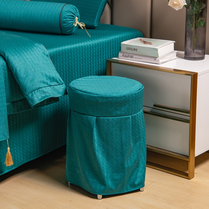 91家纺网 家纺一手货源 找家纺 不打烊家纺 2021新款焕彩尼美容床罩-银杏花开床单款 孔雀蓝