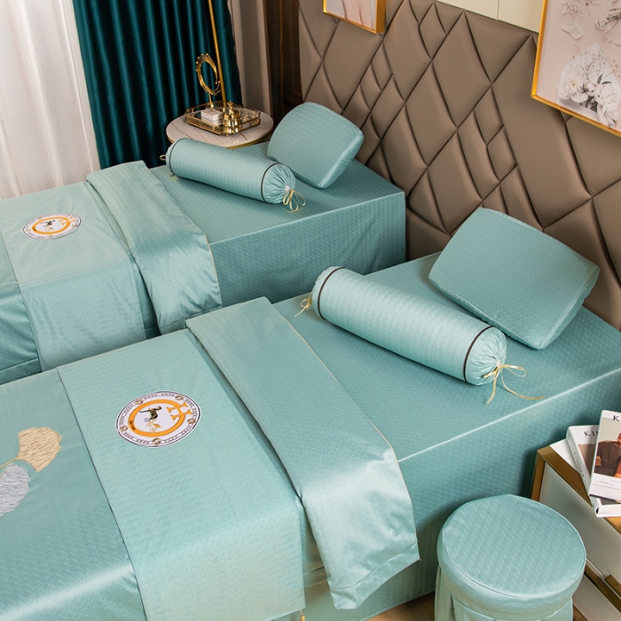 91家纺网 家纺一手货源 找家纺 不打烊家纺 2021新款焕彩尼美容床罩-银杏花开床单款 浅绿