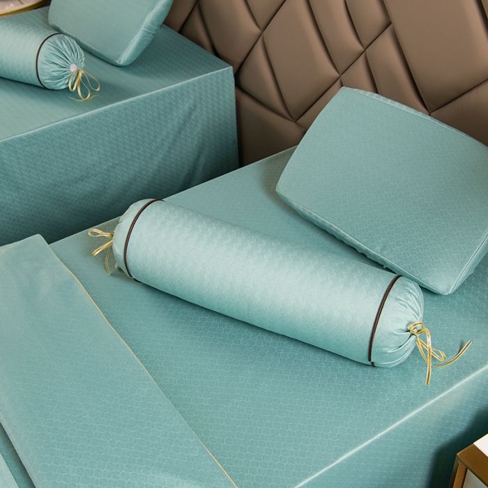 91家纺网 家纺一手货源 找家纺 不打烊家纺 2021新款焕彩尼美容床罩-银杏花开床单款 浅绿