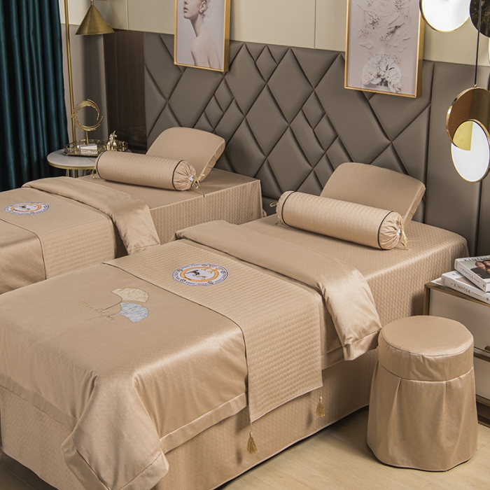 91家纺网 家纺一手货源 找家纺 不打烊家纺 2021新款焕彩尼美容床罩-银杏花开床单款 驼色