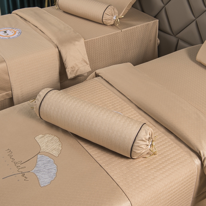 91家纺网 家纺一手货源 找家纺 不打烊家纺 2021新款焕彩尼美容床罩-银杏花开床单款 驼色