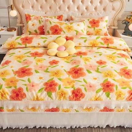 91家纺网 家纺一手货源 找家纺 宜凡 2023新款全棉印花床盖四件套 柠夏