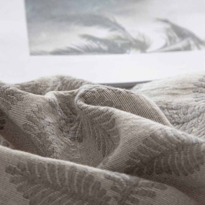 91家纺网 家纺一手货源 找家纺 安莱生活双层纱四叶草色织大提花蝴蝶结工艺款四件套 黑灰幸运草