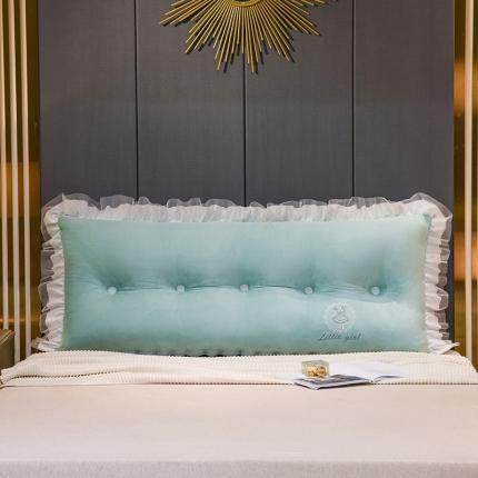 91家纺网 家纺一手货源 找家纺 一兰水晶绒床头靠垫花边款靠枕榻榻米飘窗抱枕可拆洗-安妮系列 安妮-晨雾绿