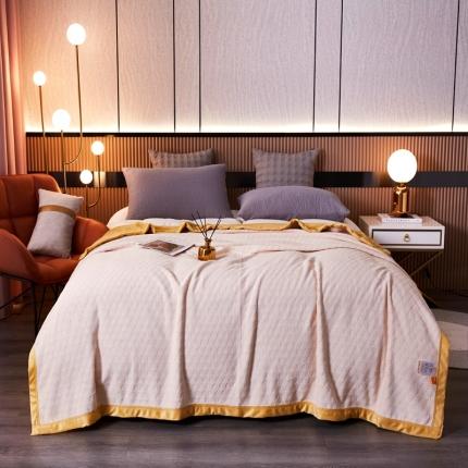 家多爱毯业 2021新款锦丝绒毛毯盖毯双面绒毯子水立方-米色