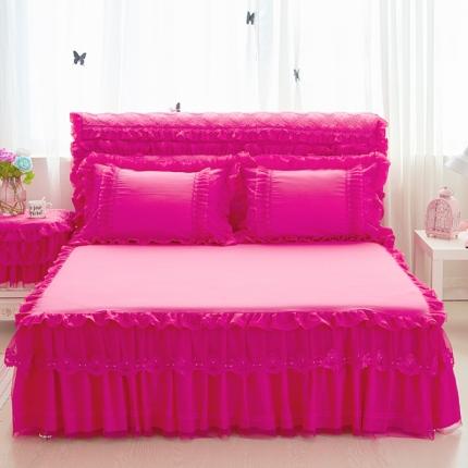 91家纺网 家纺一手货源 找家纺 好儿喜2022新款蕾丝磨毛单床裙幸福约定薄款 幸福约定-粉色