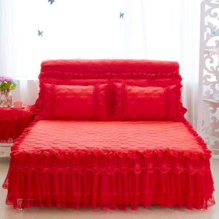 91家纺网 家纺一手货源 找家纺 好儿喜 2022新款蕾丝磨毛单床裙夹棉款 幸福约定-玉色