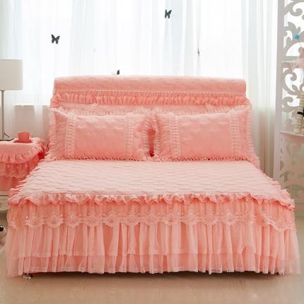 91家纺网 家纺一手货源 找家纺 好儿喜 2022新款蕾丝磨毛单床裙夹棉款 幸福约定-玉色