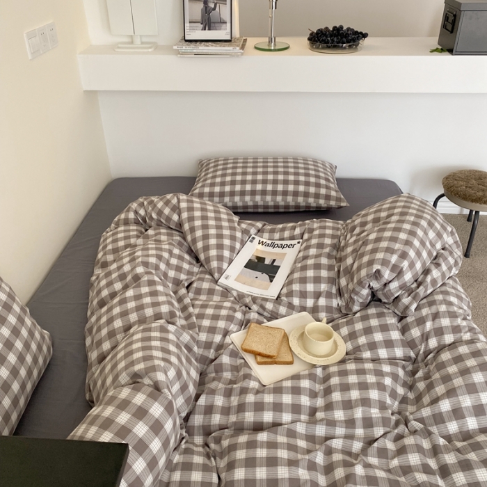 91家纺网 家纺一手货源 找家纺 （总）梦享生活家居 2021新款水洗棉色织全棉四件套-晓月格